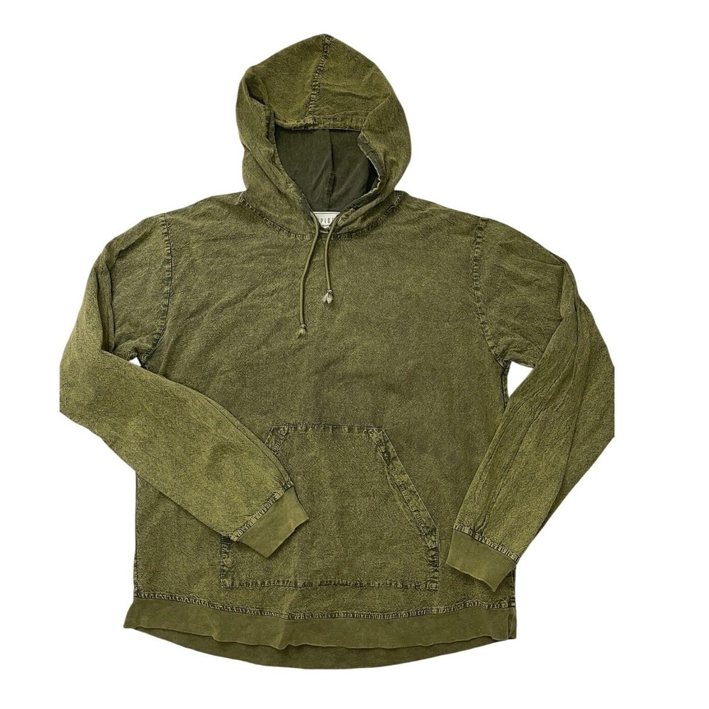 Seaspice Men XS Olive Green Acid Wash 100% Peruvian Cotton Hoodie‎ GZ1016